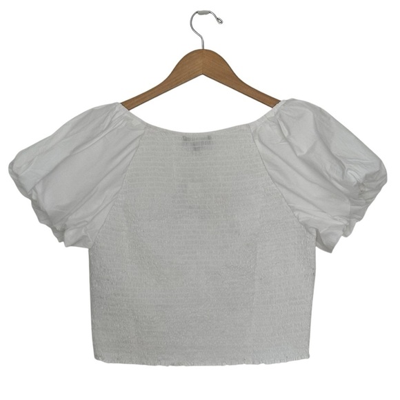 NEW J. CREW Cropped and Fitted puff-sleeve top in white cotton Size 8 - Picture 5 of 8